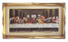 Last Supper by Davinci Gold-Leaf Frame with Linen Border Art