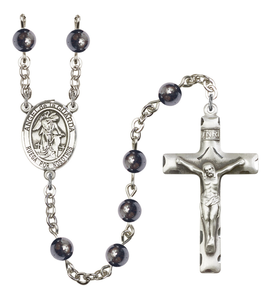 Angel de la Guardia Silver Plated Rosary for Men