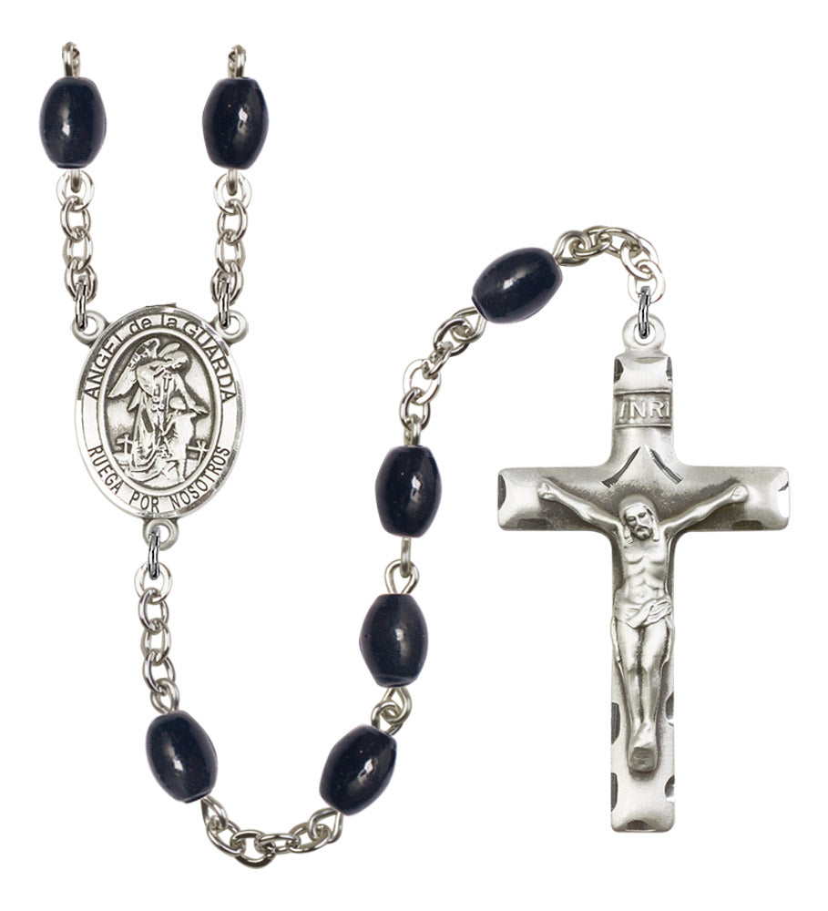 Angel de la Guardia Silver Plated Rosary for Men