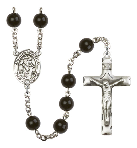 Angel de la Guardia Silver Plated Rosary for Men