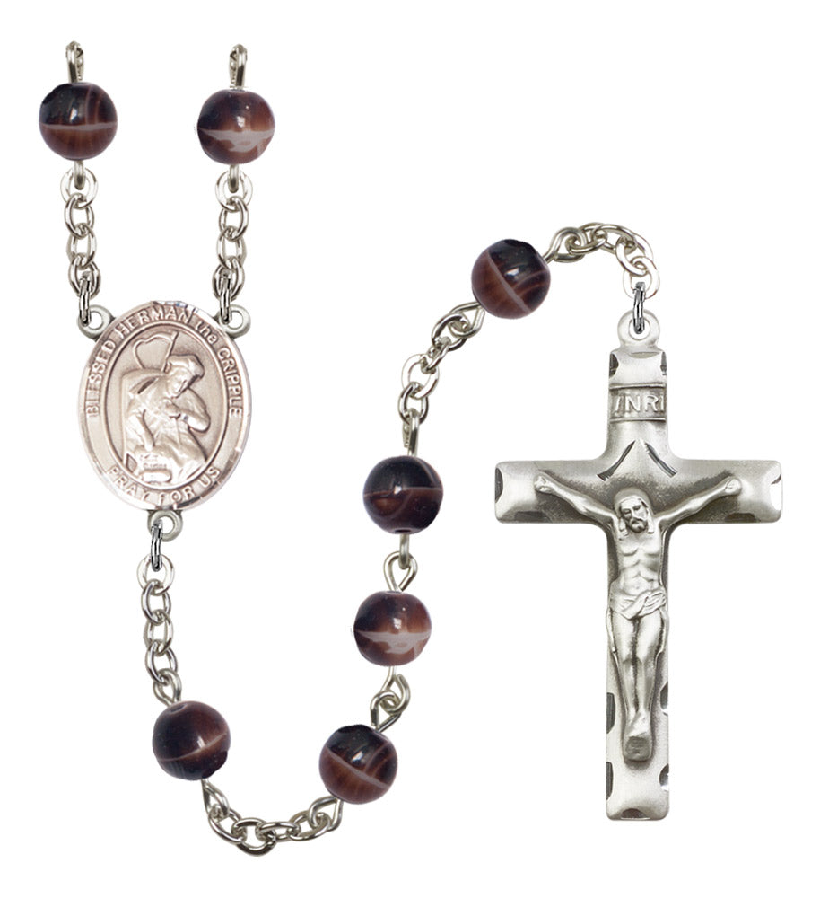 Blessed Herman the Cripple Silver Plated Rosary for Men