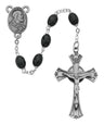 Classic Black Oval Wood Bead Rosary for Men