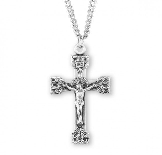 Extended Blade Leaf Crucifix Necklace for Men