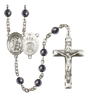 Guardian Angel Air Force Silver Plated Rosary for Men