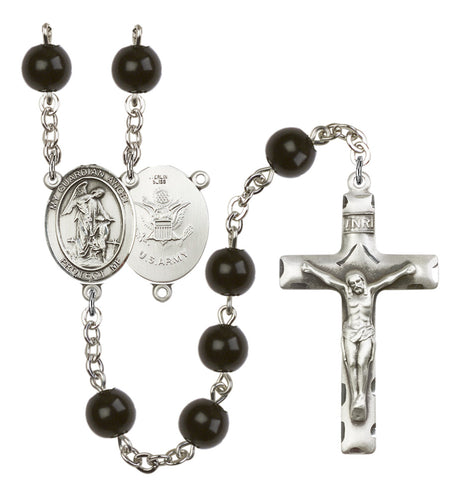 Guardian Angel Army Silver Plated Rosary for Men