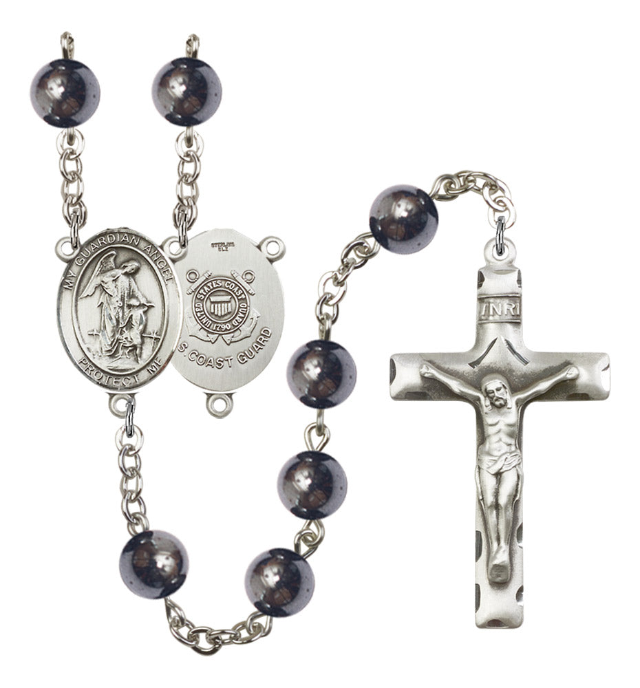 Guardian Angel Coast Guard Silver Plated Rosary for Men