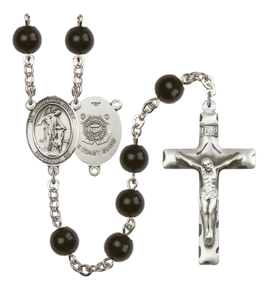 Guardian Angel Coast Guard Silver Plated Rosary for Men