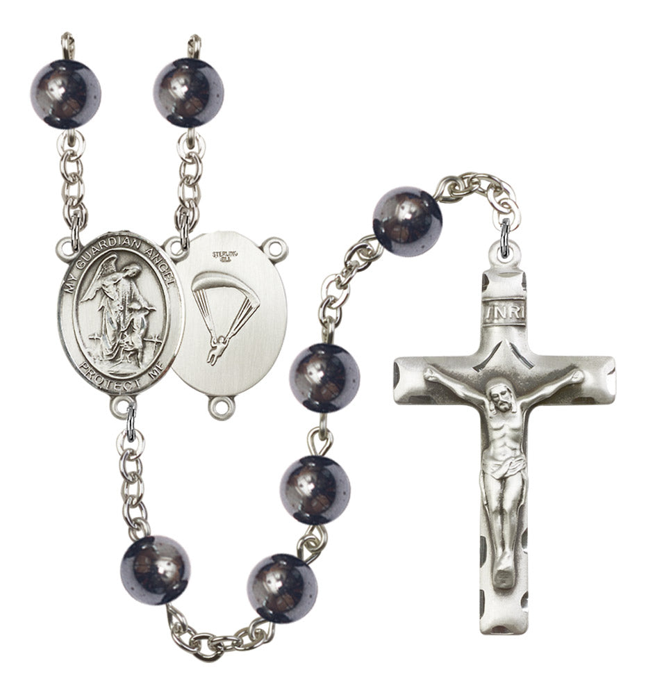 Guardian Angel Paratrooper Silver Plated Rosary for Men