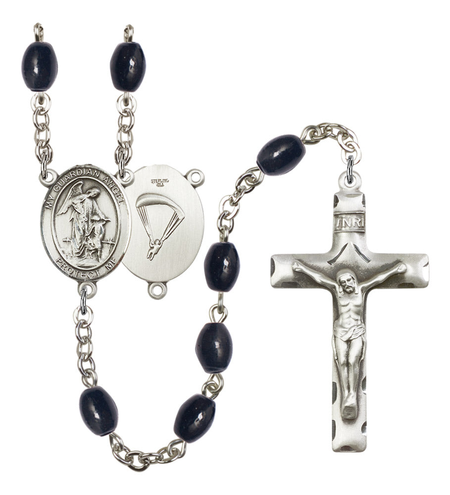 Guardian Angel Paratrooper Silver Plated Rosary for Men