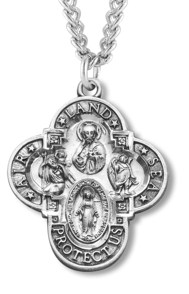 Land Air Sea Wide Cross Pendant for Men