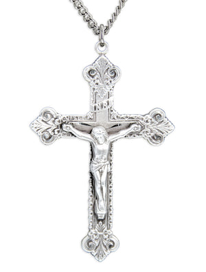 Large Budded Edge Crucifix Pendant for Men