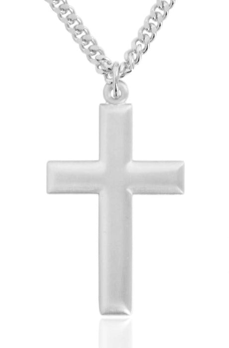 Men's Matte Cross Pendant with Beveled Edge