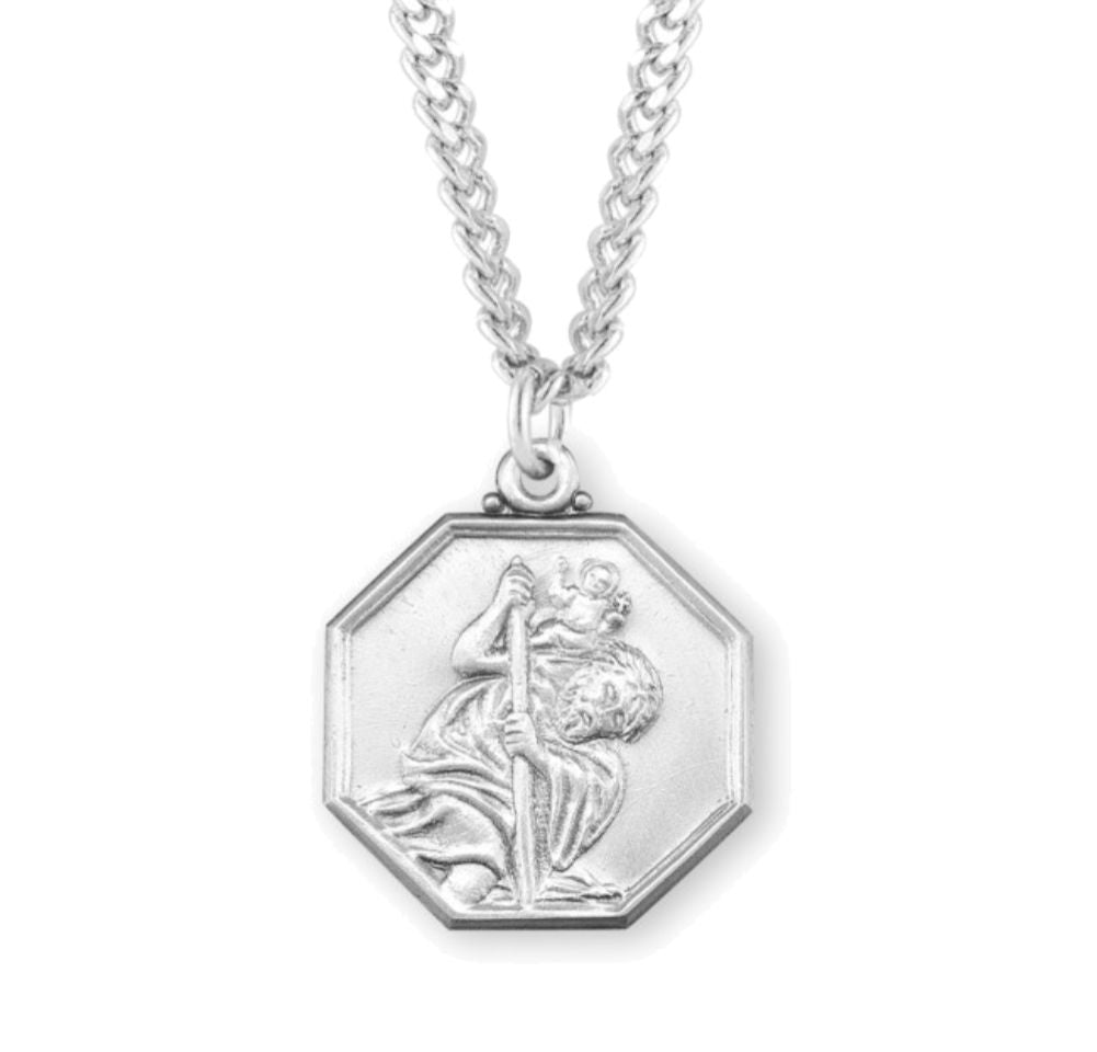 Octagon Shape Saint Christopher Necklace for Women