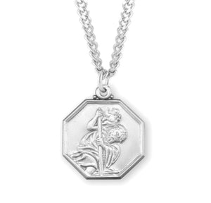 Octagon Shape Saint Christopher Necklace for Women