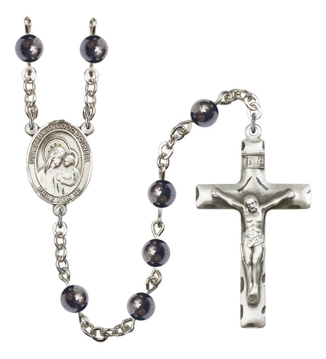Our Lady of Good Counsel Silver Plated Rosary for Men