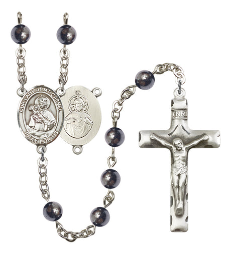 Our Lady of Mount Carmel Silver Plated Rosary for Men