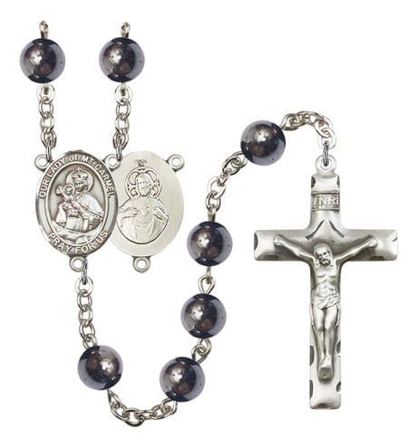 Our Lady of Mount Carmel Silver Plated Rosary for Men