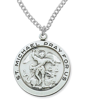 Round St. Michael Medal in Sterling or Pewter for Men