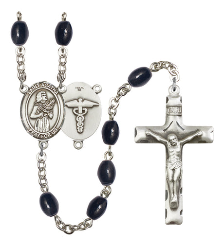 St. Agatha Nurse Silver Plated Rosary for Men