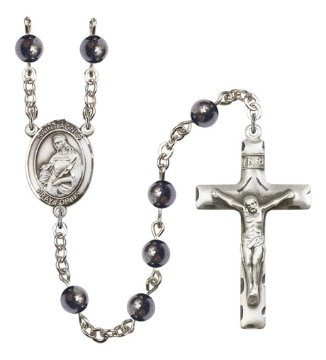 St. Agnes of Rome Silver Plated Rosary for Men