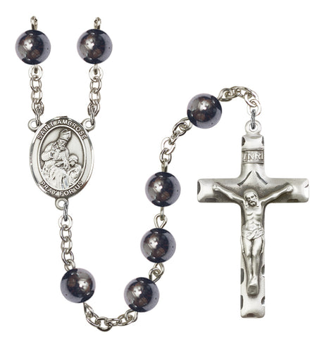St. Ambrose Silver Plated Rosary for Men