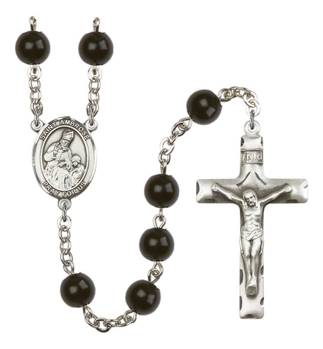 St. Ambrose Silver Plated Rosary for Men