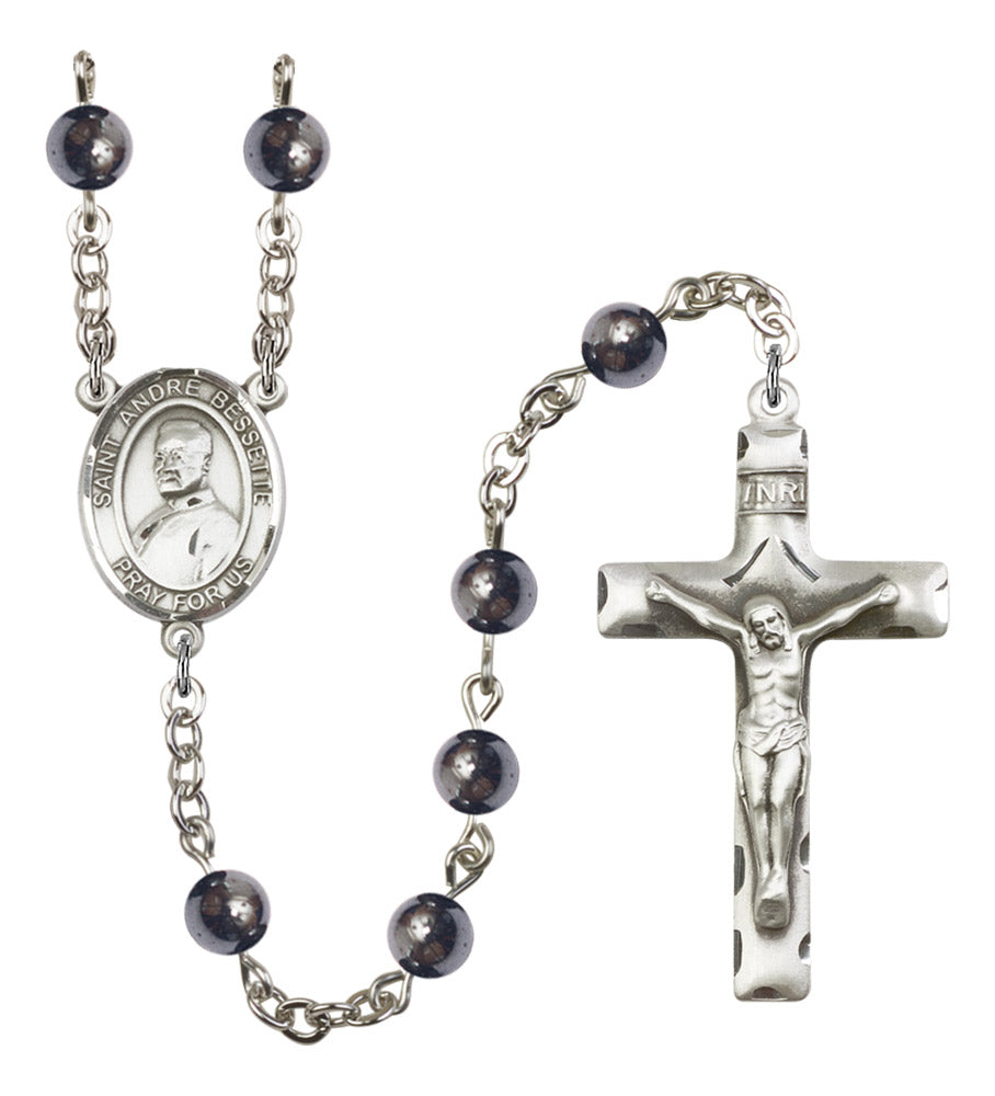St. Andre Bessette Silver Plated Rosary for Men