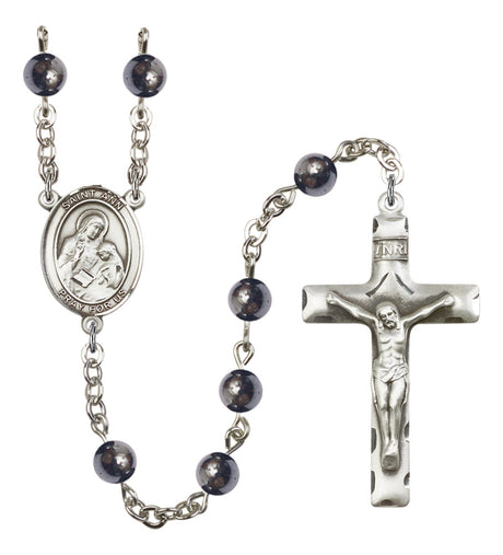 St. Ann Silver Plated Rosary for Men