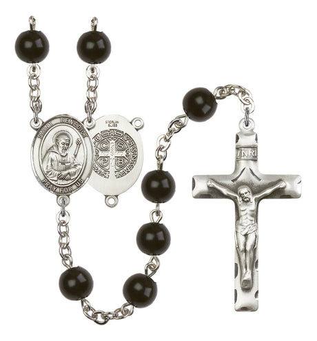 St. Benedict Silver Plated Rosary for Men