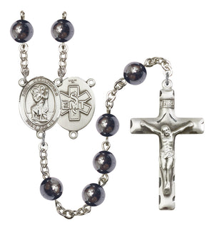 St. Christopher EMT Silver Plated Rosary for Men