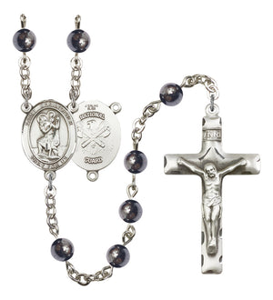 St. Christopher National Guard Silver Plated Rosary for Men