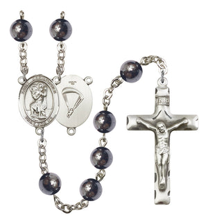 St. Christopher Paratrooper Silver Plated Rosary for Men
