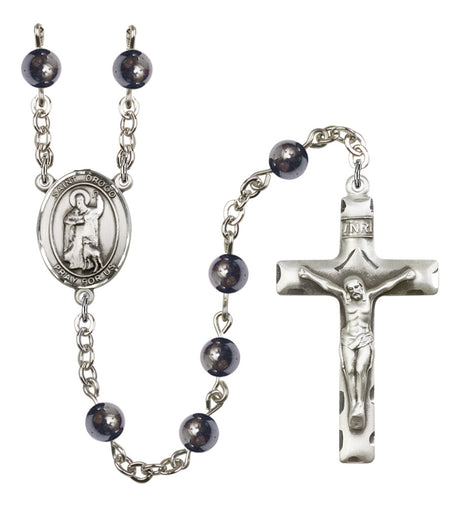 St. Drogo Silver Plated Rosary for Men