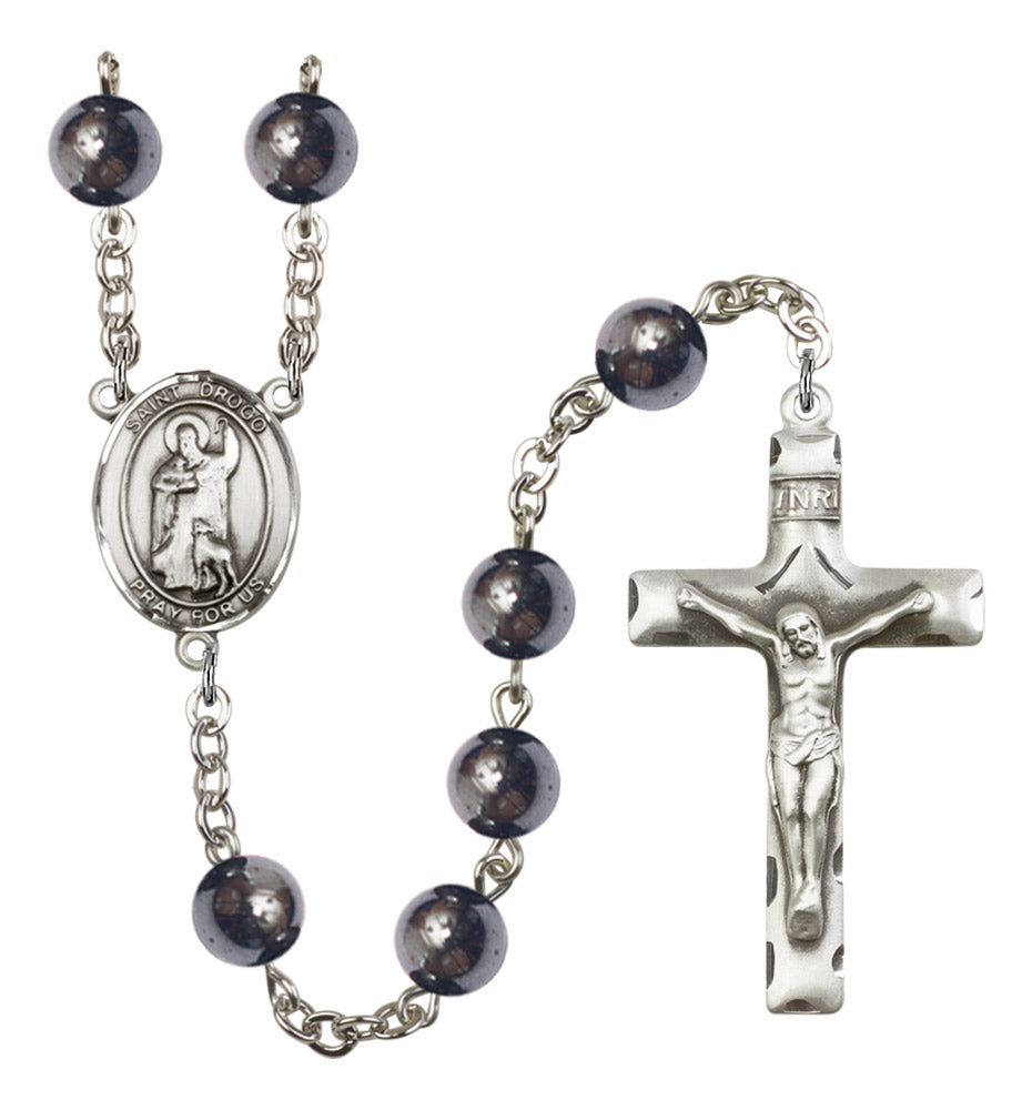 St. Drogo Silver Plated Rosary for Men