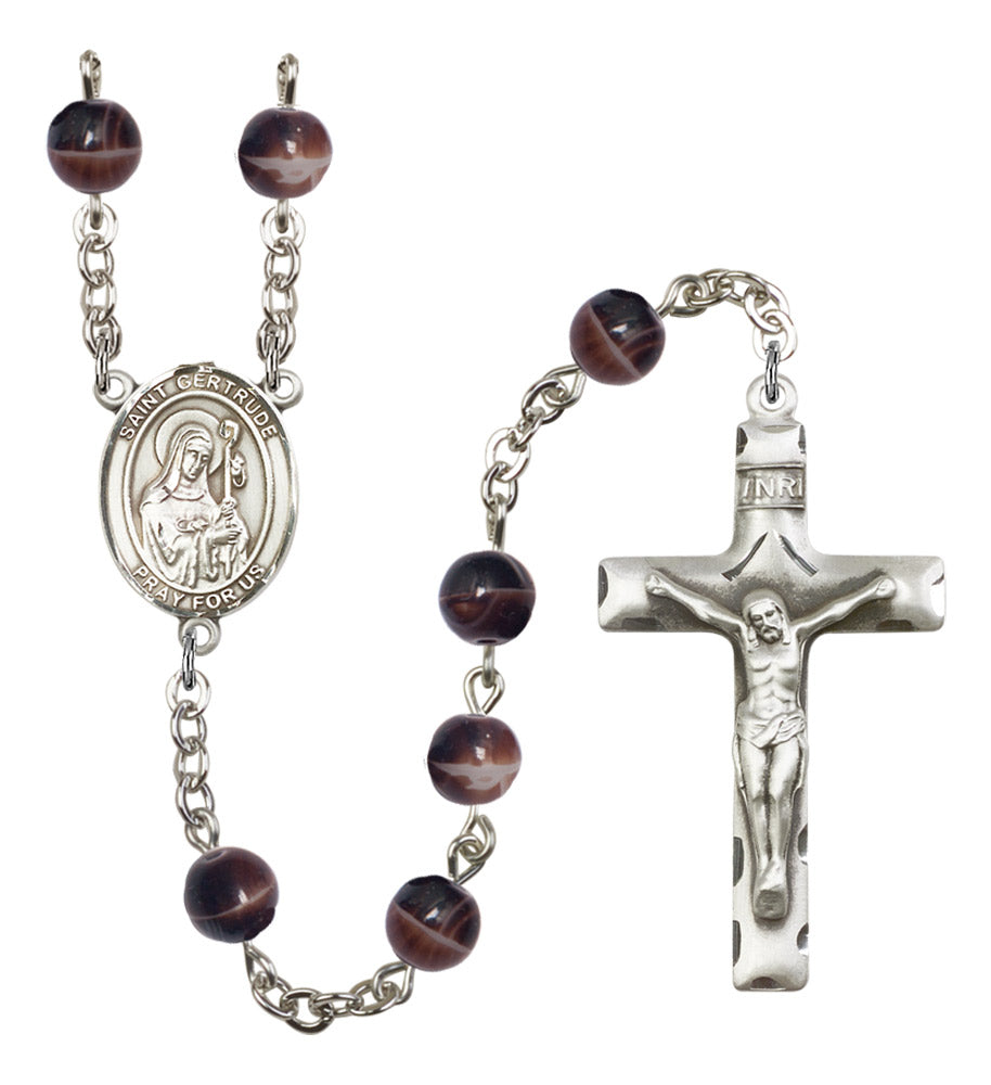 St. Gertrude of Nivelles Silver Plated Rosary for Men