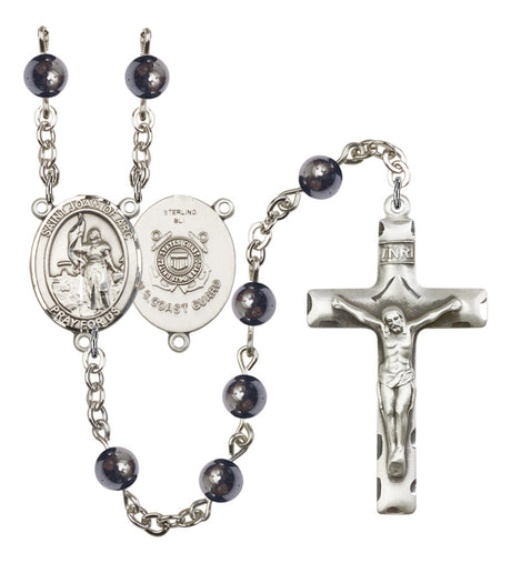 St. Joan of Arc  Coast Guard Silver Plated Rosary for Men