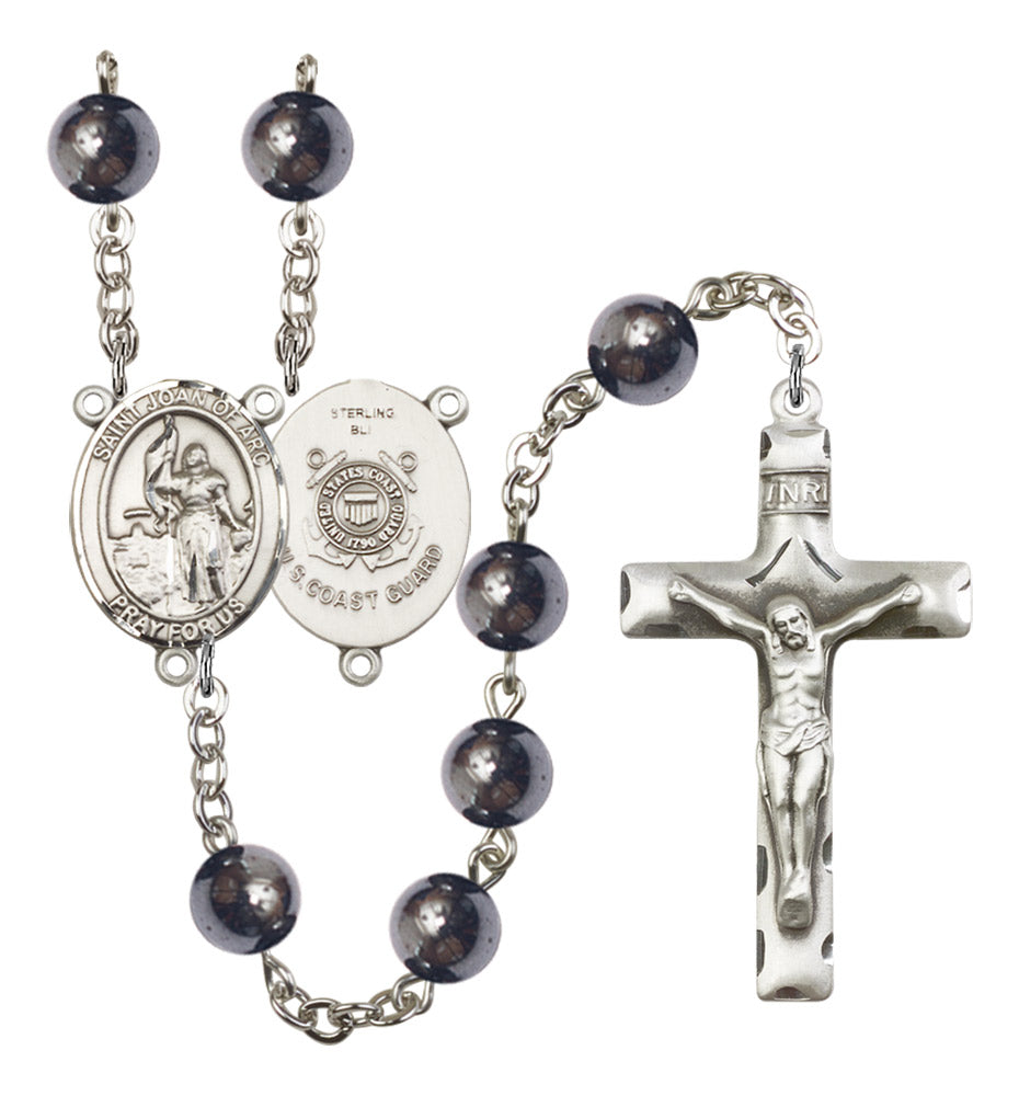 St. Joan of Arc  Coast Guard Silver Plated Rosary for Men