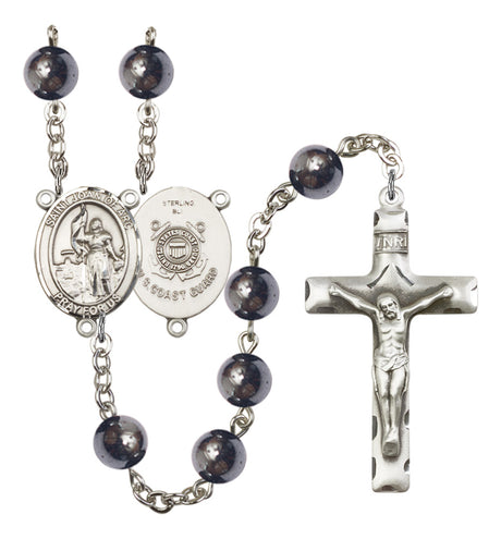 St. Joan of Arc  Coast Guard Silver Plated Rosary for Men