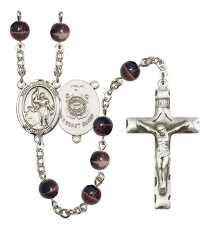 St. Joan of Arc  Coast Guard Silver Plated Rosary for Men