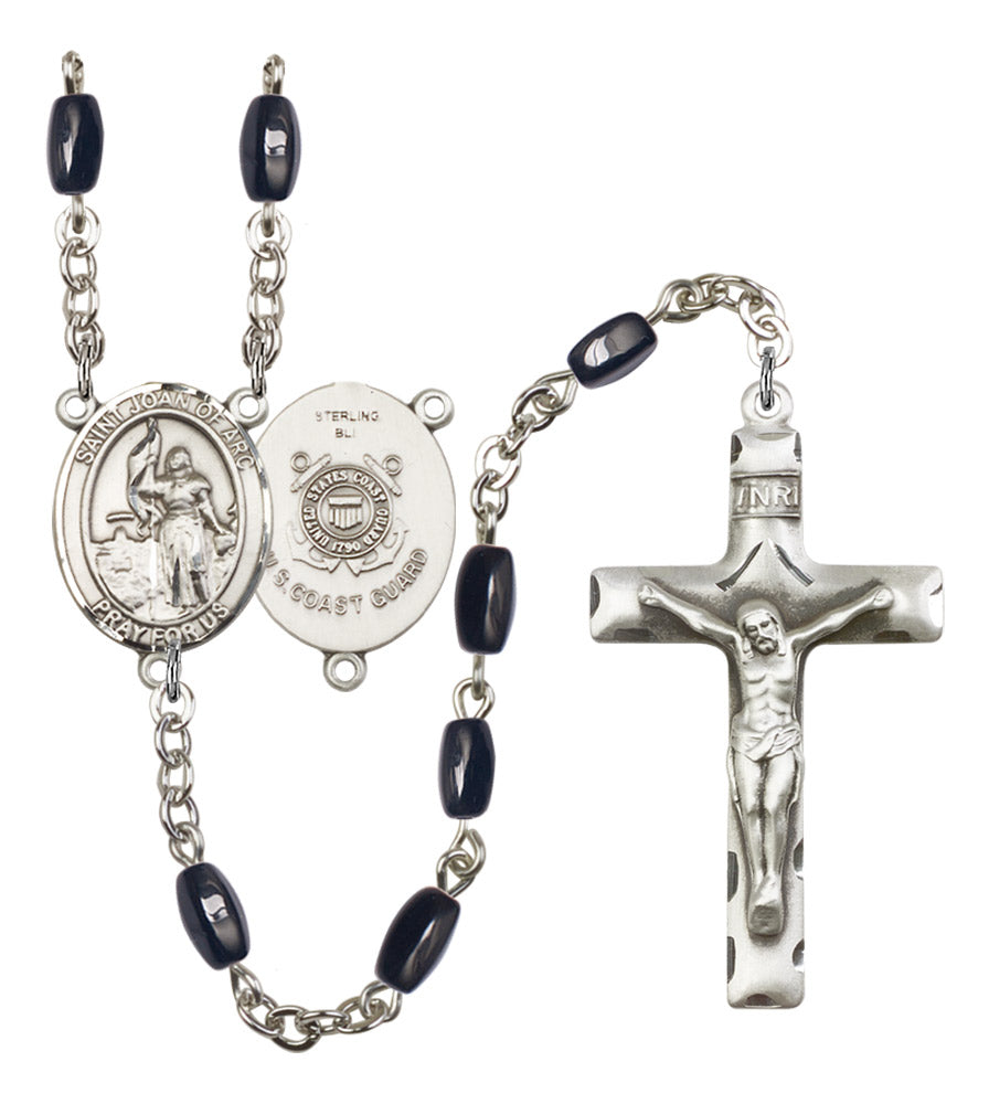 St. Joan of Arc  Coast Guard Silver Plated Rosary for Men