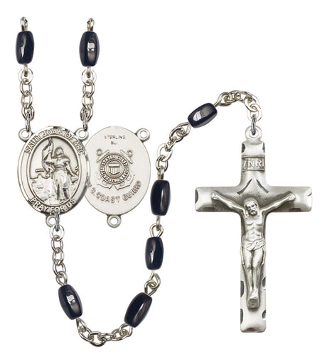 St. Joan of Arc  Coast Guard Silver Plated Rosary for Men