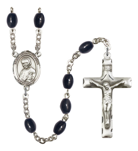 St. John Neumann Silver Plated Rosary for Men