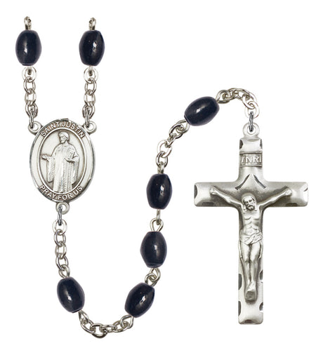 St. Justin Silver Plated Rosary for Men