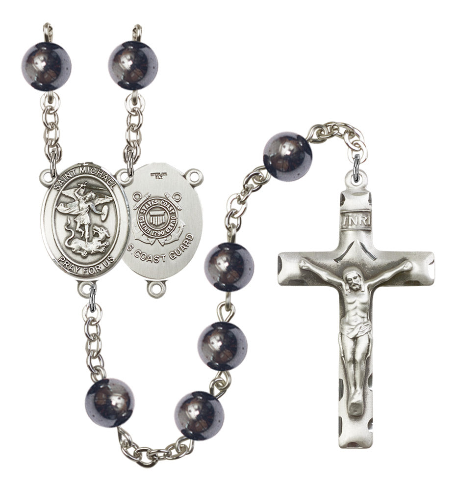 St. Michael Coast Guard Silver Plated Rosary for Men