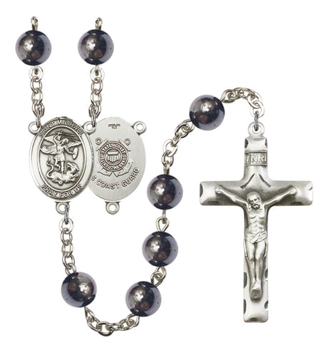 St. Michael Coast Guard Silver Plated Rosary for Men