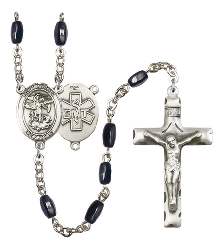 St. Michael EMT Silver Plated Rosary for Men