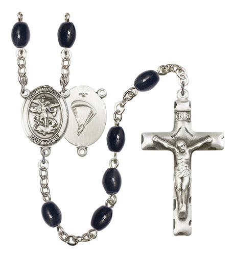 St. Michael Paratrooper Silver Plated Rosary for Men