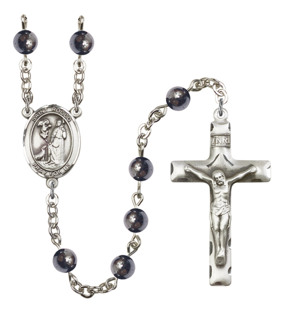 St. Rocco Silver Plated Rosary for Men