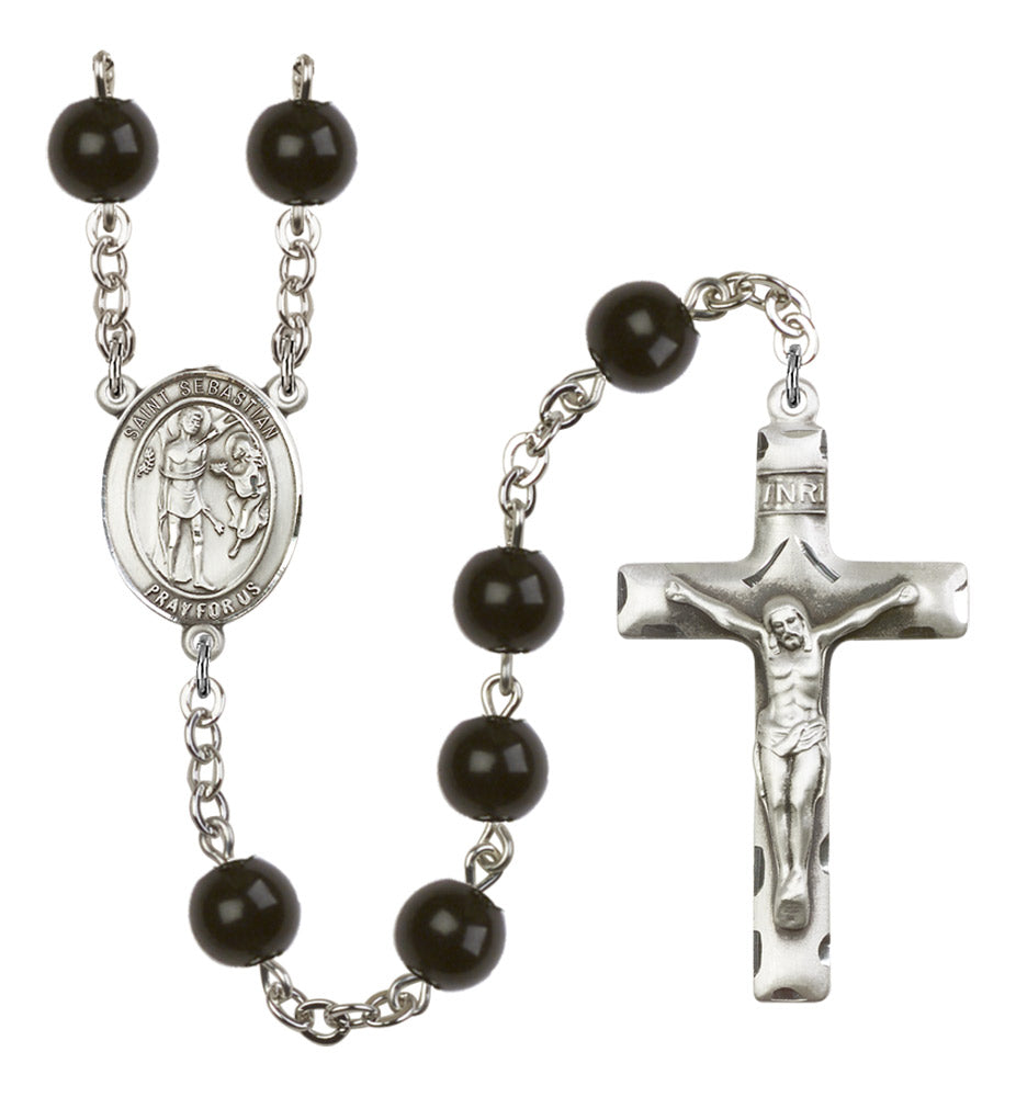 St. Sebastian Silver Plated Rosary for Men