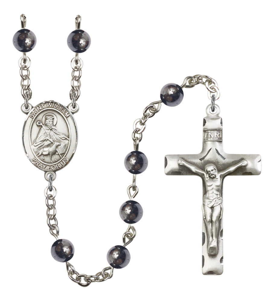 St. William of Rochester Silver Plated Rosary for Men